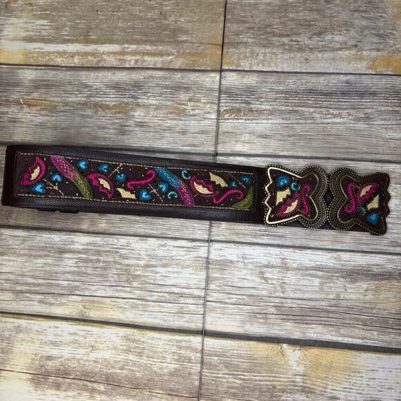 Chico's Accessories - Chico's Genuine Leather Beaded Chunky Western Cowgirl Belt Sz S/M